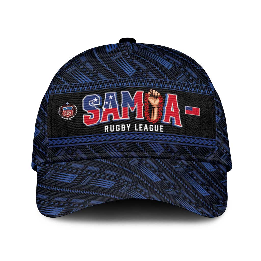 Toa Samoa Rugby Classic Cap Siva Tau - Samoan Warriors Pacific Pattern LT03 Universal Fit Navy - Polynesian Pride