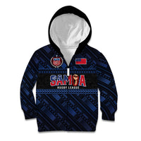 Toa Samoa Rugby Kid Hoodie Siva Tau - Samoan Warriors Pacific Pattern LT03 Zip Hoodie Navy - Polynesian Pride