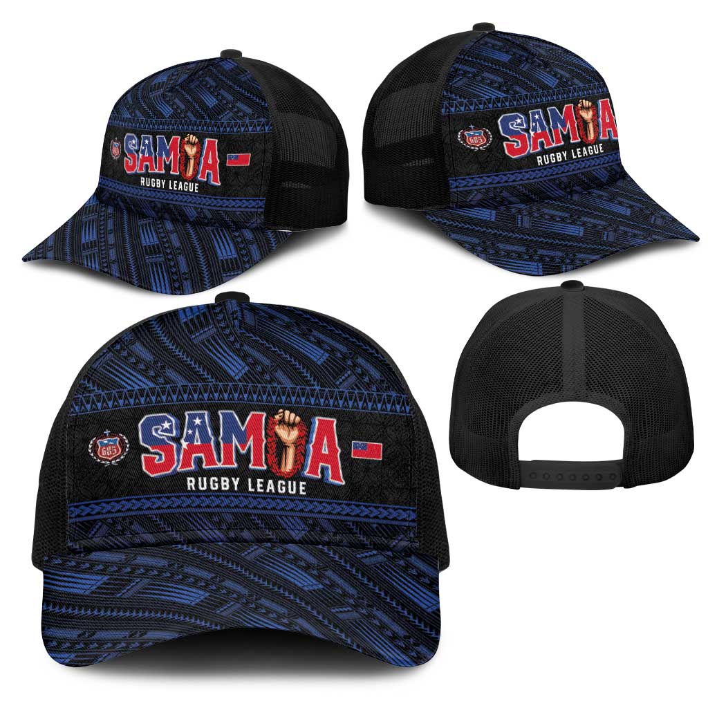 Toa Samoa Rugby Mesh Trucker Cap Siva Tau - Samoan Warriors Pacific Pattern