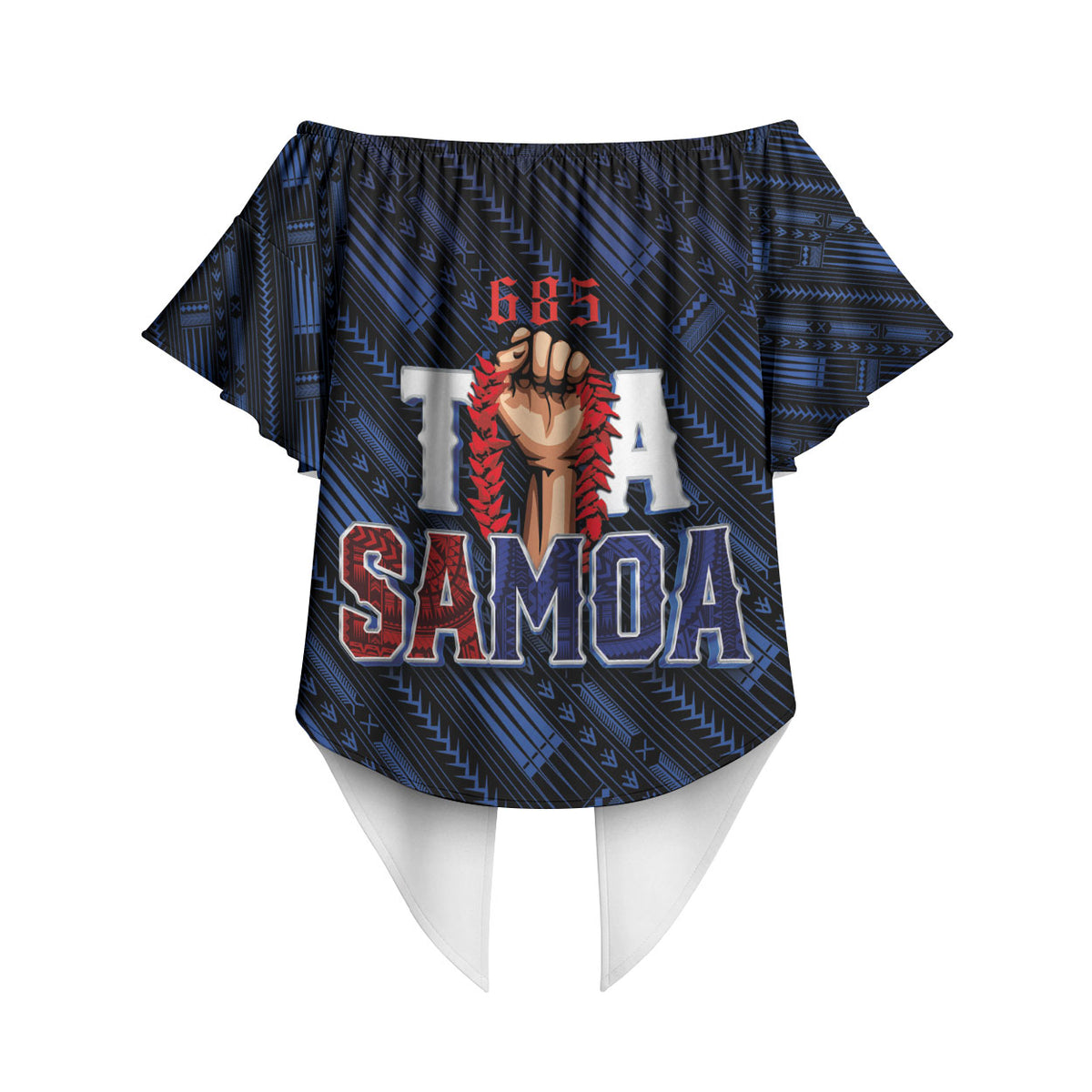 Toa Samoa Rugby Off Shoulder Wrap Waist Top Siva Tau - Samoan Warriors Pacific Pattern LT03 - Polynesian Pride