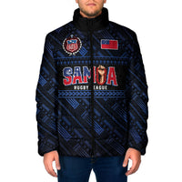 Toa Samoa Rugby Padded Jacket Siva Tau - Samoan Warriors Pacific Pattern LT03 Men Navy - Polynesian Pride