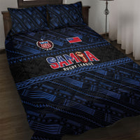 Toa Samoa Rugby Quilt Bed Set Siva Tau - Samoan Warriors Pacific Pattern LT03 Navy - Polynesian Pride