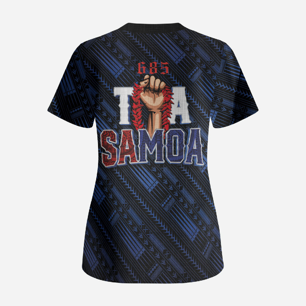 Toa Samoa Rugby Scrub Top Siva Tau - Samoan Warriors Pacific Pattern LT03 - Polynesian Pride