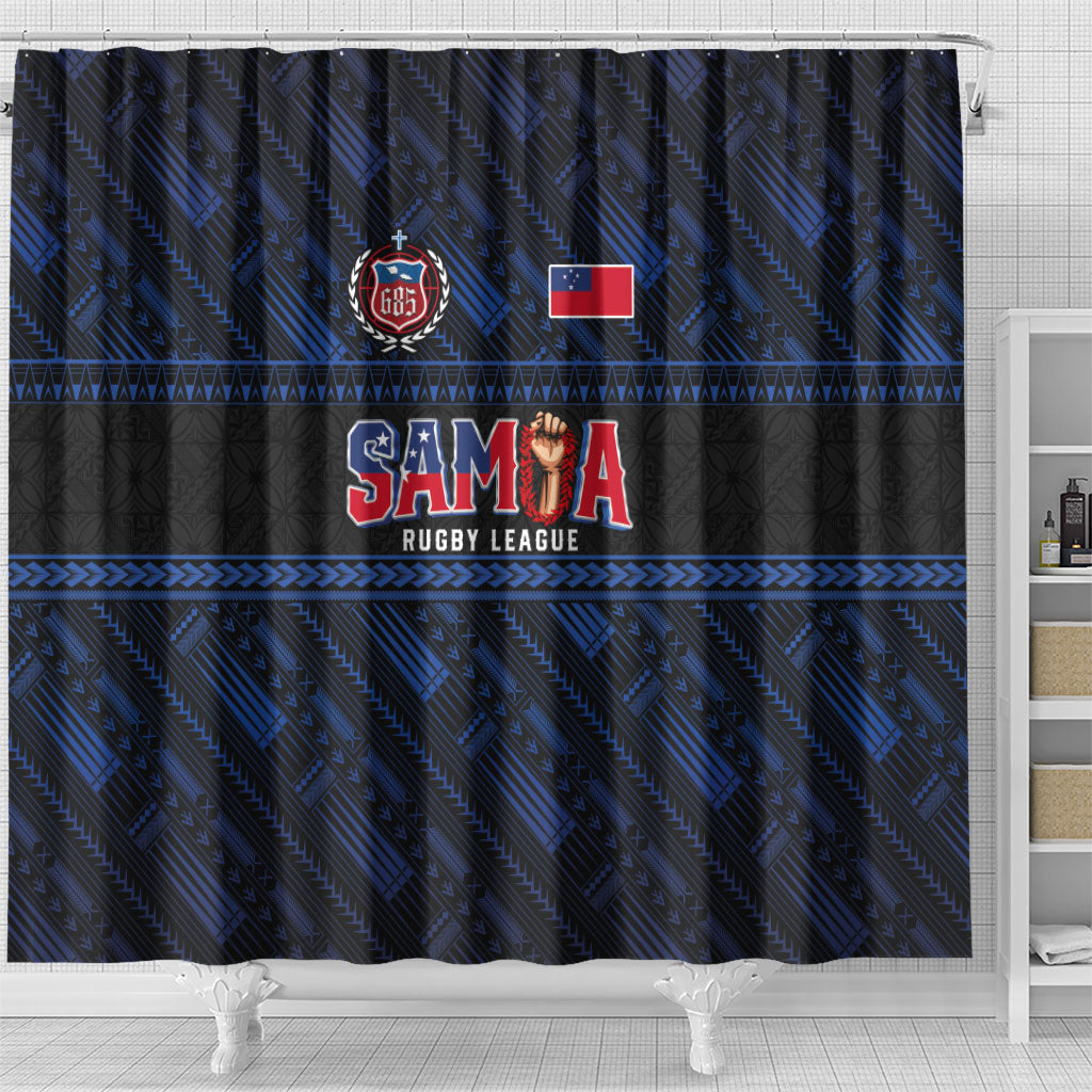 Toa Samoa Rugby Shower Curtain Siva Tau - Samoan Warriors Pacific Pattern LT03 - Polynesian Pride