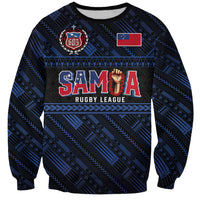 Toa Samoa Rugby Sweatshirt Siva Tau - Samoan Warriors Pacific Pattern LT03 Unisex Navy - Polynesian Pride