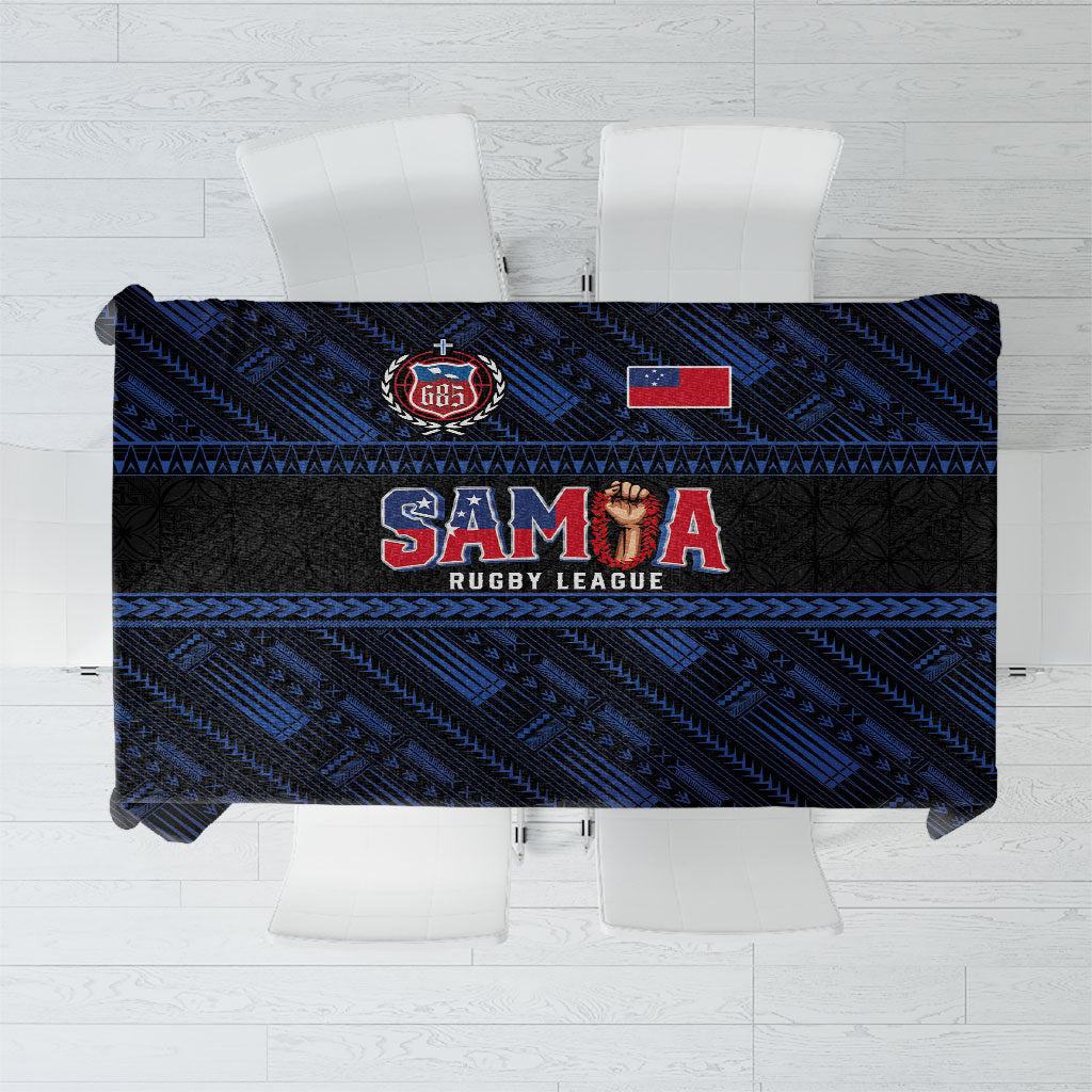 Toa Samoa Rugby Tablecloth Siva Tau - Samoan Warriors Pacific Pattern LT03 Navy - Polynesian Pride