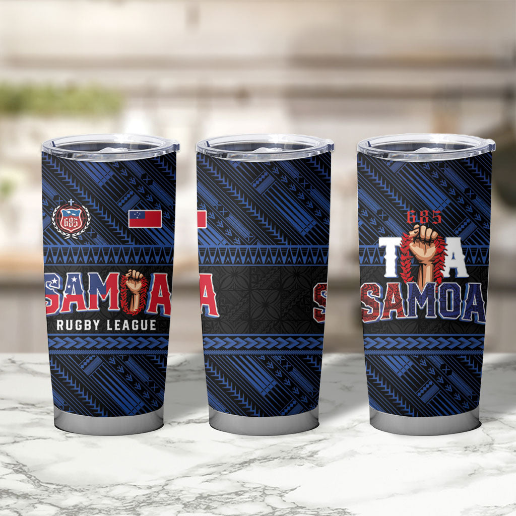 Toa Samoa Rugby Tumbler Cup Siva Tau - Samoan Warriors Pacific Pattern LT03 - Polynesian Pride
