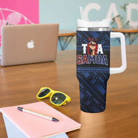 Toa Samoa Rugby Tumbler With Handle Siva Tau - Samoan Warriors Pacific Pattern LT03 - Polynesian Pride