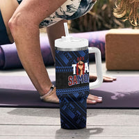 Toa Samoa Rugby Tumbler With Handle Siva Tau - Samoan Warriors Pacific Pattern LT03 - Polynesian Pride