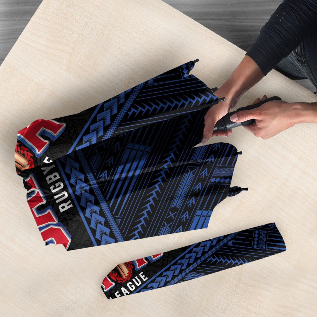 Toa Samoa Rugby Umbrella Siva Tau - Samoan Warriors Pacific Pattern LT03 - Polynesian Pride