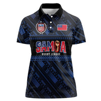 Toa Samoa Rugby Women Polo Shirt Siva Tau - Samoan Warriors Pacific Pattern LT03 Female Navy - Polynesian Pride