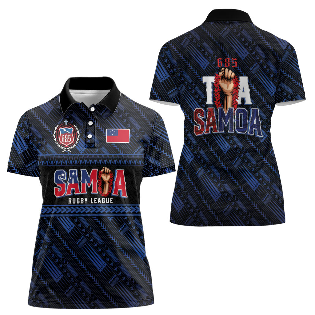 Toa Samoa Rugby Women Polo Shirt Siva Tau - Samoan Warriors Pacific Pattern LT03 - Polynesian Pride