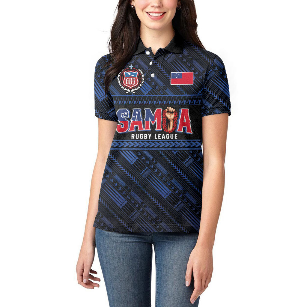 Toa Samoa Rugby Women Polo Shirt Siva Tau - Samoan Warriors Pacific Pattern LT03 - Polynesian Pride