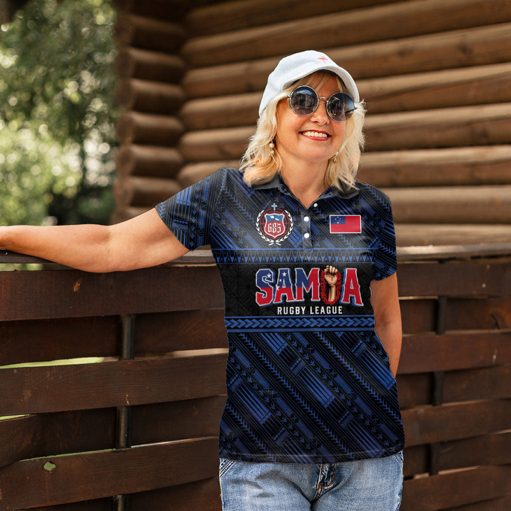 Toa Samoa Rugby Women Polo Shirt Siva Tau - Samoan Warriors Pacific Pattern LT03 - Polynesian Pride