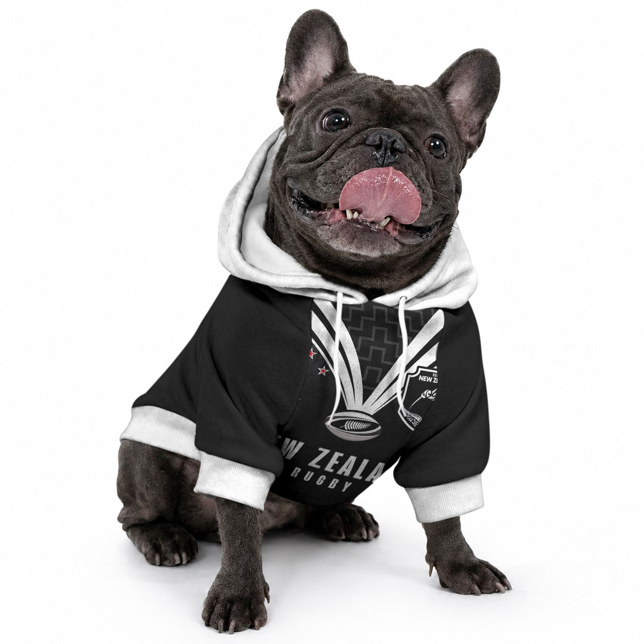 New Zealand Maori Rugby Custom Pet Hoodie Aotearoa Tribal Motif Retro Concept LT03 - Polynesian Pride