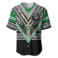New Zealand Maori Rugby Custom Baseball Jersey Aotearoa Koru Geometric - Naturalistic Green LT03 Green - Polynesian Pride