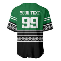 New Zealand Maori Rugby Custom Baseball Jersey Aotearoa Koru Geometric - Naturalistic Green LT03 - Polynesian Pride