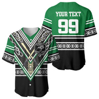 New Zealand Maori Rugby Custom Baseball Jersey Aotearoa Koru Geometric - Naturalistic Green LT03 - Polynesian Pride