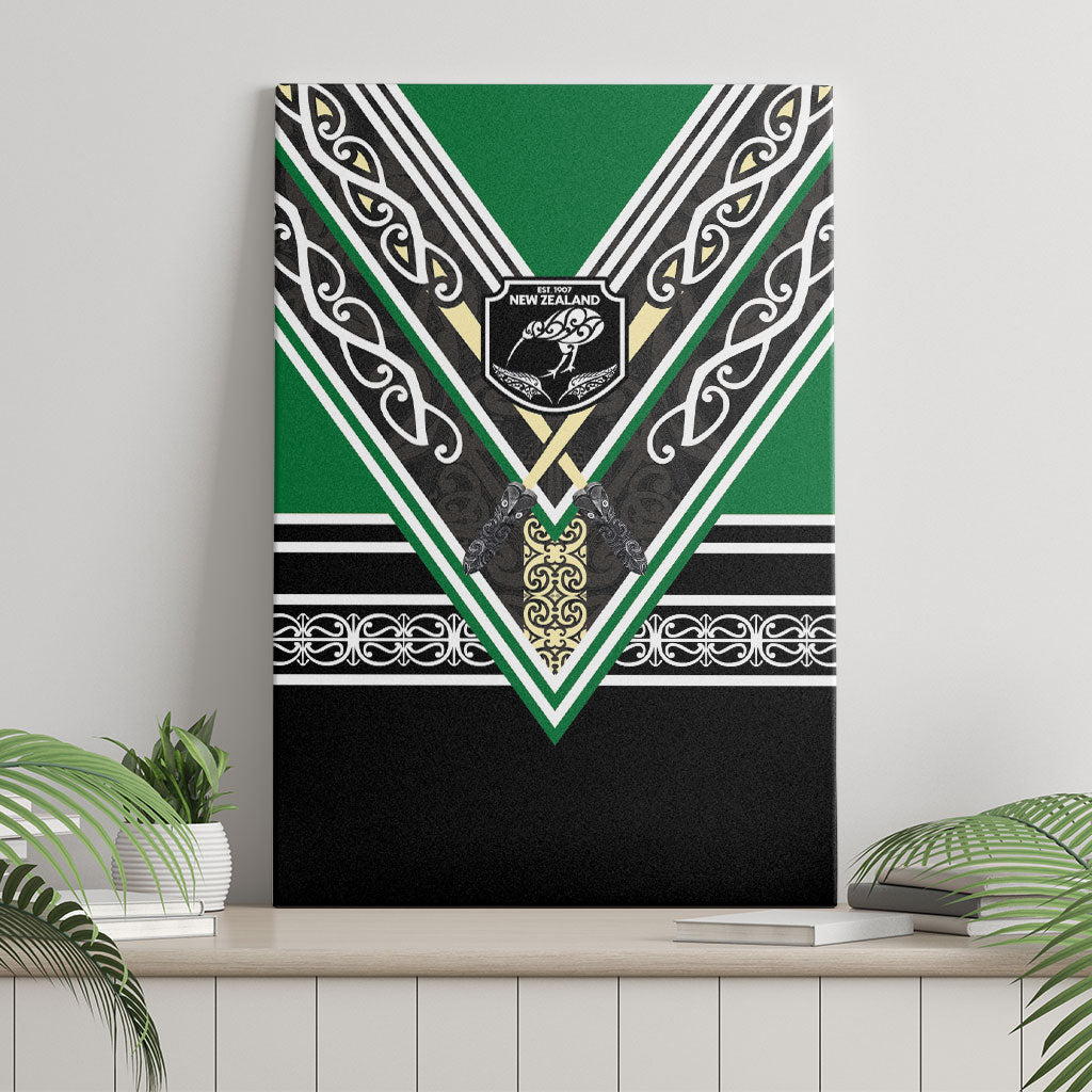 New Zealand Maori Rugby Canvas Wall Art Aotearoa Koru Geometric - Naturalistic Green LT03 - Polynesian Pride