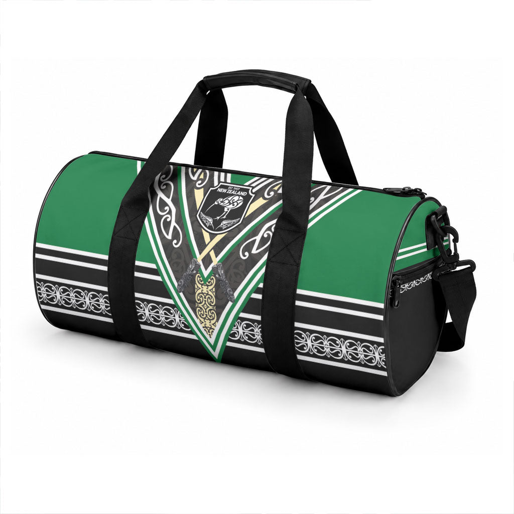New Zealand Maori Rugby Duffle Bag Aotearoa Koru Geometric - Naturalistic Green LT03 - Polynesian Pride