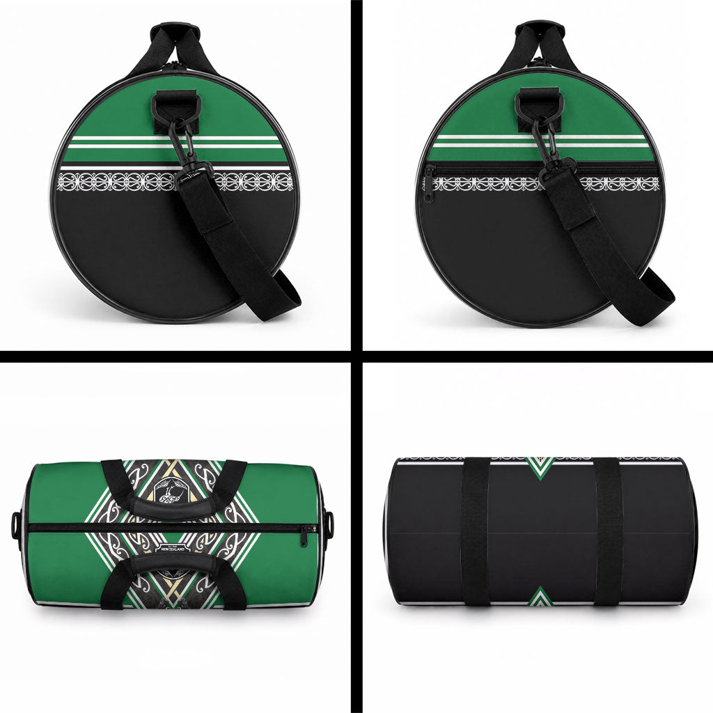 New Zealand Maori Rugby Duffle Bag Aotearoa Koru Geometric - Naturalistic Green LT03 - Polynesian Pride