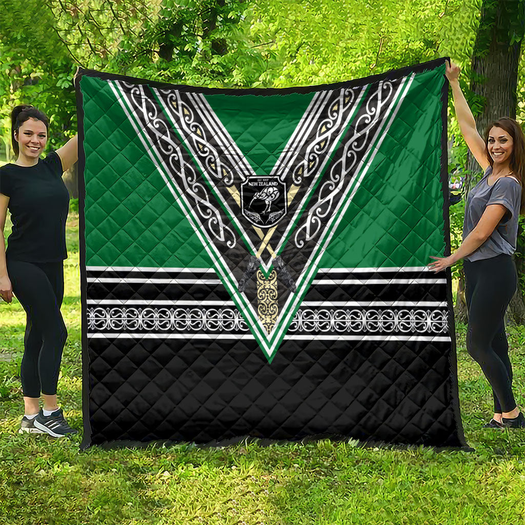 New Zealand Maori Rugby Quilt Aotearoa Koru Geometric - Naturalistic Green LT03 - Polynesian Pride