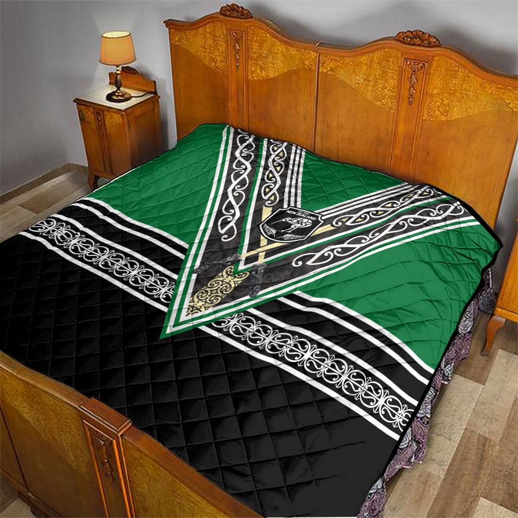 New Zealand Maori Rugby Quilt Aotearoa Koru Geometric - Naturalistic Green LT03 - Polynesian Pride