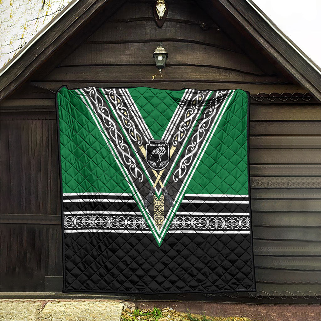 New Zealand Maori Rugby Quilt Aotearoa Koru Geometric - Naturalistic Green LT03 - Polynesian Pride
