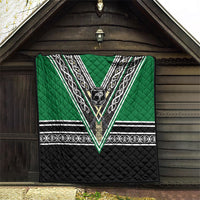 New Zealand Maori Rugby Quilt Aotearoa Koru Geometric - Naturalistic Green LT03 - Polynesian Pride