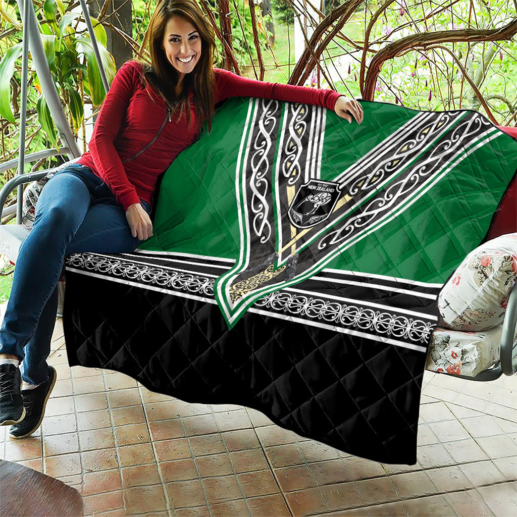 New Zealand Maori Rugby Quilt Aotearoa Koru Geometric - Naturalistic Green LT03 - Polynesian Pride