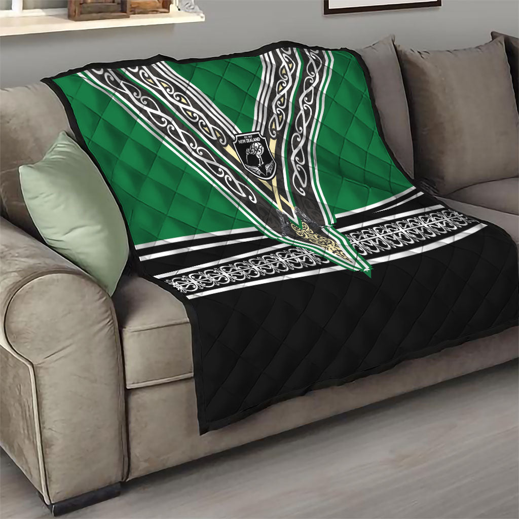 New Zealand Maori Rugby Quilt Aotearoa Koru Geometric - Naturalistic Green LT03 - Polynesian Pride
