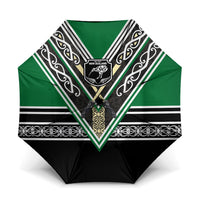 New Zealand Maori Rugby Umbrella Aotearoa Koru Geometric - Naturalistic Green LT03 One Size Folded 11.42 inch Opened Diameter 37.4 inch Green - Polynesian Pride