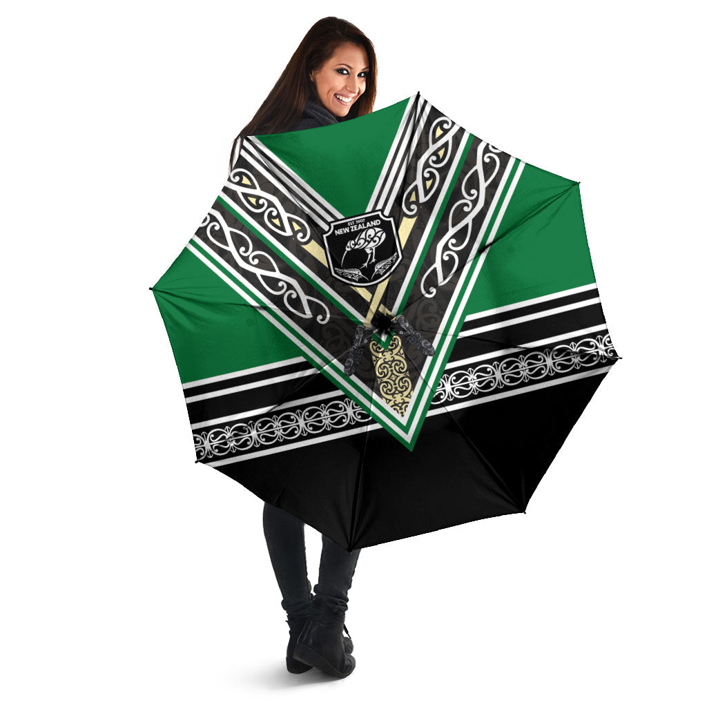 New Zealand Maori Rugby Umbrella Aotearoa Koru Geometric - Naturalistic Green LT03 - Polynesian Pride