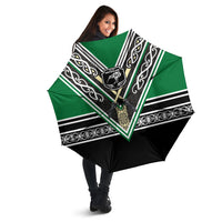 New Zealand Maori Rugby Umbrella Aotearoa Koru Geometric - Naturalistic Green LT03 - Polynesian Pride