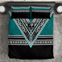 New Zealand Maori Rugby Bedding Set Aotearoa Koru Geometric - Oceanic Color LT03 Turquoise - Polynesian Pride