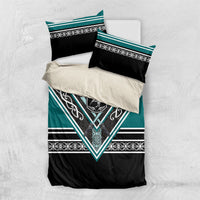 New Zealand Maori Rugby Bedding Set Aotearoa Koru Geometric - Oceanic Color LT03 US Twin 172cm x 218cm Turquoise - Polynesian Pride