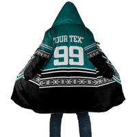 New Zealand Maori Rugby Custom Cloak Aotearoa Koru Geometric - Oceanic Color LT03 Unisex Turquoise - Polynesian Pride