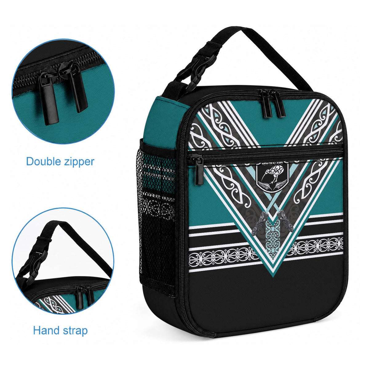 New Zealand Maori Rugby Lunch Bag Aotearoa Koru Geometric - Oceanic Color LT03 - Polynesian Pride