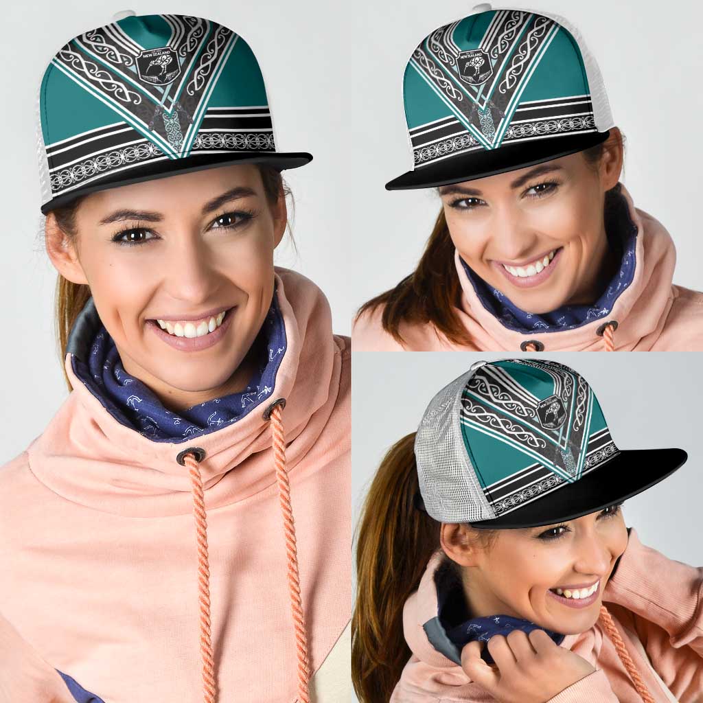 New Zealand Maori Rugby Mesh Trucker Cap Aotearoa Koru Geometric - Oceanic Color LT03 - Polynesian Pride