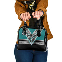 New Zealand Maori Rugby Shoulder Handbag Aotearoa Koru Geometric - Oceanic Color LT03 One Size Turquoise - Polynesian Pride