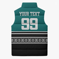 New Zealand Maori Rugby Custom Sleeveless Puffer Jacket Aotearoa Koru Geometric - Oceanic Color LT03 - Polynesian Pride