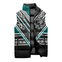 New Zealand Maori Rugby Custom Sleeveless Puffer Jacket Aotearoa Koru Geometric - Oceanic Color LT03 - Polynesian Pride