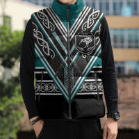 New Zealand Maori Rugby Custom Sleeveless Puffer Jacket Aotearoa Koru Geometric - Oceanic Color LT03 - Polynesian Pride