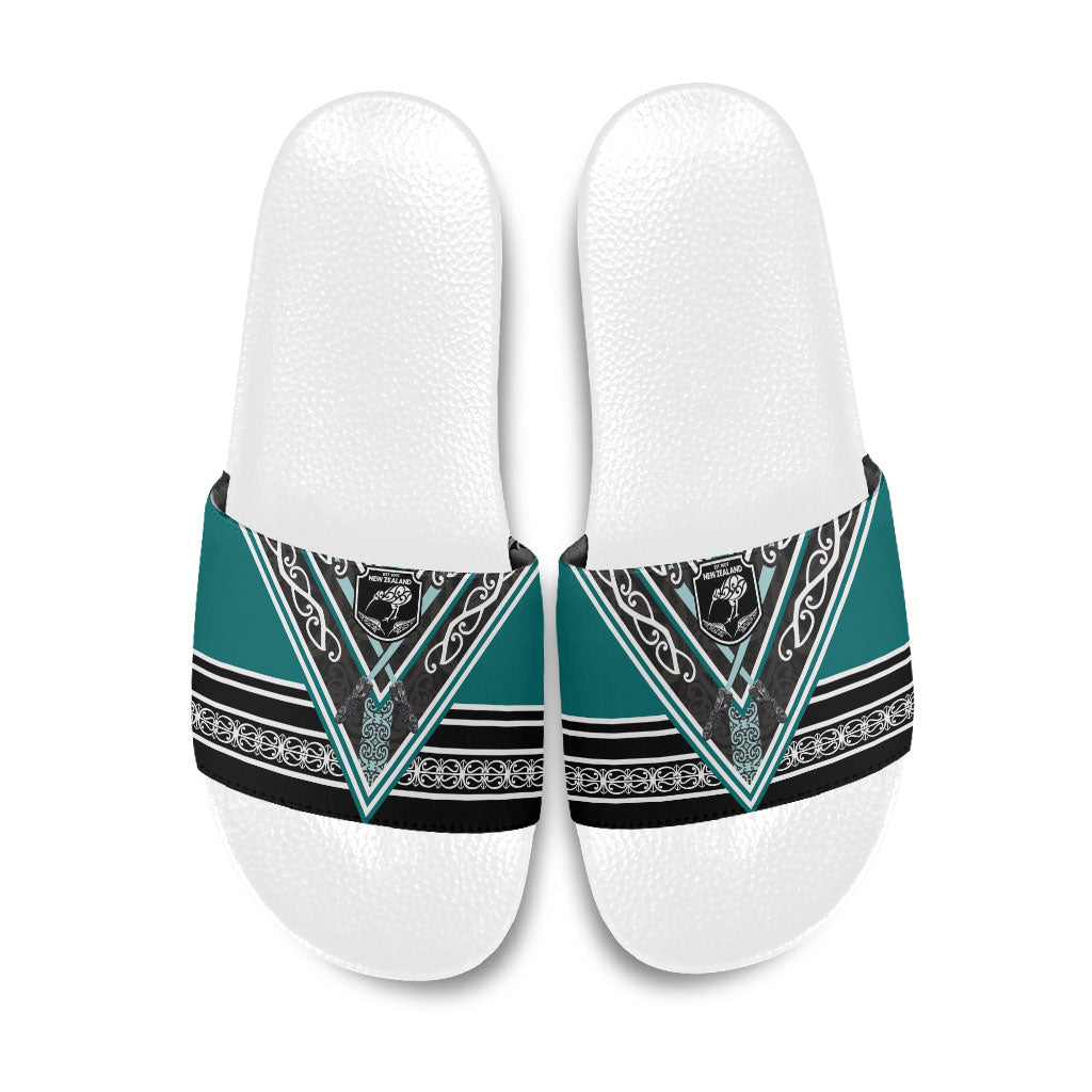 New Zealand Maori Rugby Slide Sandals Aotearoa Koru Geometric - Oceanic Color LT03 Turquoise - Polynesian Pride