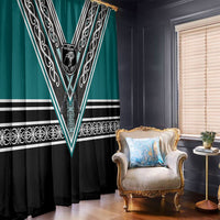 New Zealand Maori Rugby Window Curtain Aotearoa Koru Geometric - Oceanic Color LT03 - Polynesian Pride