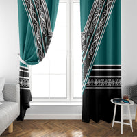 New Zealand Maori Rugby Window Curtain Aotearoa Koru Geometric - Oceanic Color LT03 - Polynesian Pride