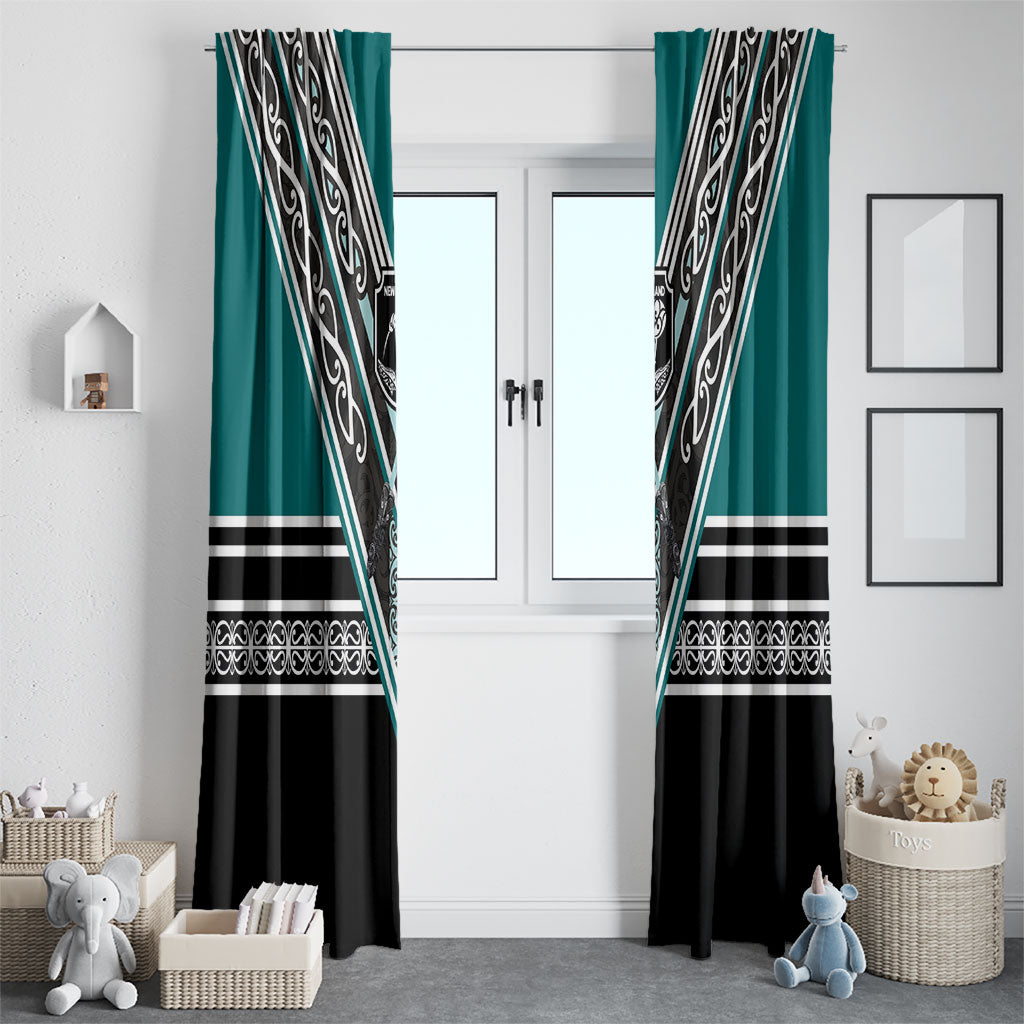 New Zealand Maori Rugby Window Curtain Aotearoa Koru Geometric - Oceanic Color LT03 - Polynesian Pride