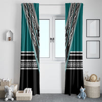New Zealand Maori Rugby Window Curtain Aotearoa Koru Geometric - Oceanic Color LT03 - Polynesian Pride
