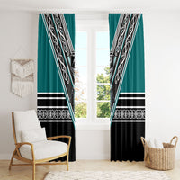 New Zealand Maori Rugby Window Curtain Aotearoa Koru Geometric - Oceanic Color LT03 - Polynesian Pride