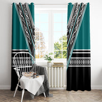 New Zealand Maori Rugby Window Curtain Aotearoa Koru Geometric - Oceanic Color LT03 - Polynesian Pride